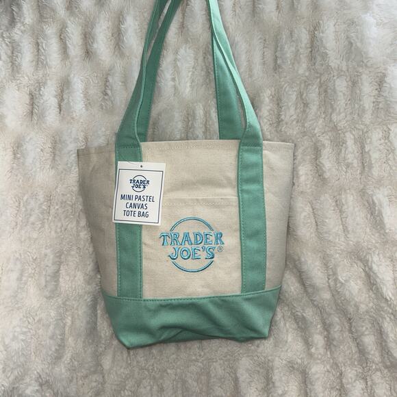 Trader Joe’s Mini Pastel Mint Canvas Tote Bag Limited Easter Edition - Picture 5 of 5